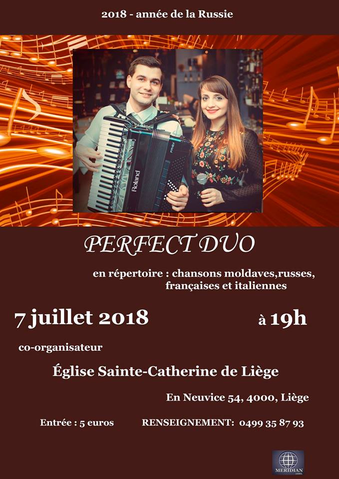 Affiche. Liège. Année de la Russie. Concert des accordéonistes. Perfect duo. 2018-07-07